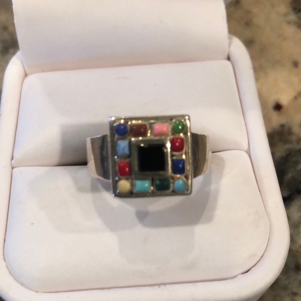 Multi Colored Stone Silver Ring. - image 2